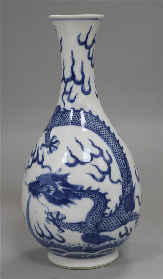 A Chinese blue and white dragon vase, c.1900
